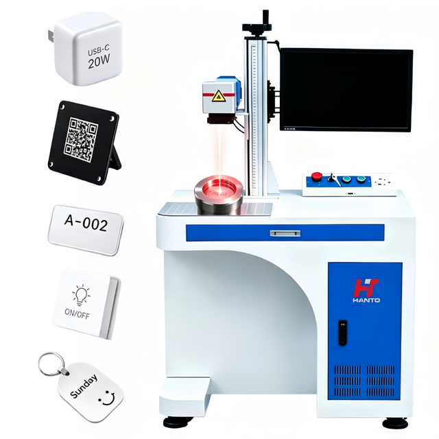 Commercial Fiber Laser Marking Machine Desktop Coding Engraving Machine for Metal Plastic Nameplate Pattern Text Marking