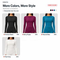 Conjunto de Yoga Acolchado de Manga Larga con Orificios para Pulgares para Mujer, Leggings Acampanados de Cintura Alta con Efecto Levantamiento de Glúteos, de Tejido Cepillado de Secado Rápido, Certificado GCC