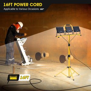 Heavy Duty 21000 Lumen <b>LED</b> Work <b>Light</b> New Construction String Tripod Jobsite <b>Lights</b> With AC Power & Stand IP65 Rating WD-21000 J - Product Image 6