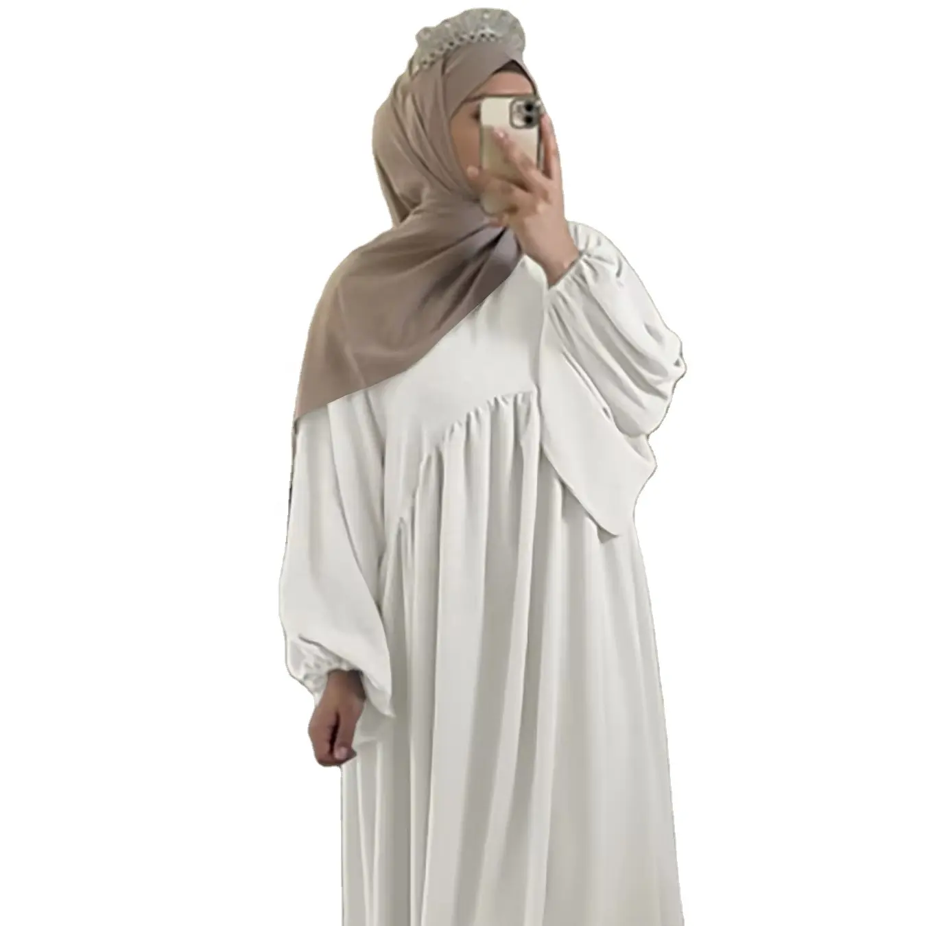 Middle East Arab Muslim Women's Long Robe Burqa Patchwork Big Hem Solid Colour Loose Dresses traditional muslim clothing