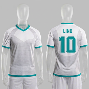 Maillot de football unisexe sublimé en gros, sans manches, col respirant, évacuant l'humidité, 100 % polyester, taille élastique, personnalisable - Product Image 1
