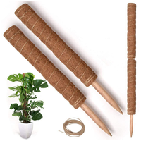 Poteau en mousse naturelle pliable avec manche en bois pour plantes grimpantes, support écologique pour jardin domestique, vente en gros
