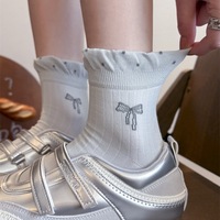 WUYANG FACTORY Nouvelle Arrivée 2026 Chaussettes courtes à pois avec nœud papillon, légères et antidérapantes, PROMOTION EXCEPTIONNELLE
