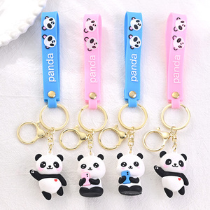 Customizable 3D Panda <b>Keychain</b> Cute Cartoon Animal Car Pendant Rechargeable Floating Crystal Available in Zinc Alloy - Product Image 2