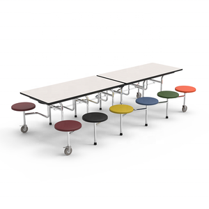 Mesa de cafetería móvil con taburetes, comedor plegable, 12 asientos - Product Image 2