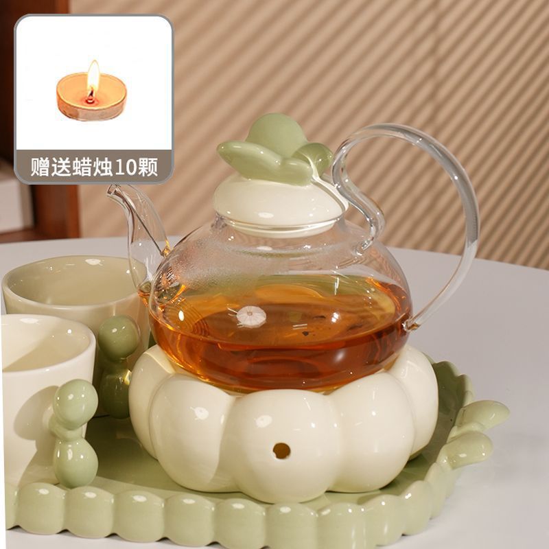 10 bougies incluses théière-simple pot + socle de cuisinière-vert lait
