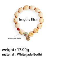 Bracelet en perles de Bodhi sculptées à la main en forme de patte de chat, style chinois, élastique, bijoux de mode, vente en gros