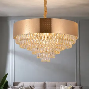 Herstellung Modernes Luxushotel Esszimmer lampen Edelstahl hängende Beleuchtung Pendel leuchten Led Kristall Kronleuchter