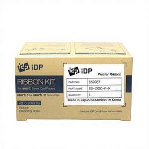 IDP Smart 24mm Monochrome Black PET Ribbon for <b>Card</b> <b>Printer</b> with Cleaning Roller 659367 100% Tested - Product Image 3
