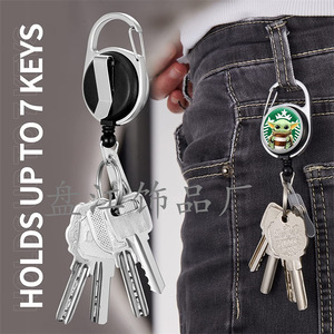 Clip de ceinture rétractable en époxy rond motif animal café, attache facile, porte-clés, clip pour badge d'infirmière - Product Image 1
