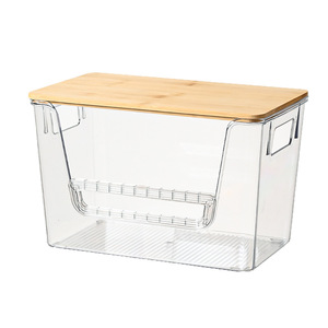 Dispensador de Bolsas de <span class=keywords><strong>Basura</strong></span> Transparente de 4 a 13 Galones, Organizador Bajo el Fregadero para Lavandería, con Tapa de Bambú, Nuevo - Product Image 3