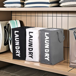 Organisateur de vêtements sales en coton et lin personnalisé panier à <span class=keywords><strong>linge</strong></span> <span class=keywords><strong>vertical</strong></span> pliable en toile avec poignées pour le stockage de vêtements à la maison - Product Image 3