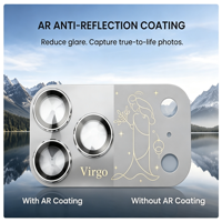 Protection d'objectif d'appareil photo en verre trempé transparent AR pour iPhone 17 Pro Max, film Zodiaque Vierge en alliage d'aluminium, cadeau d'anniversaire