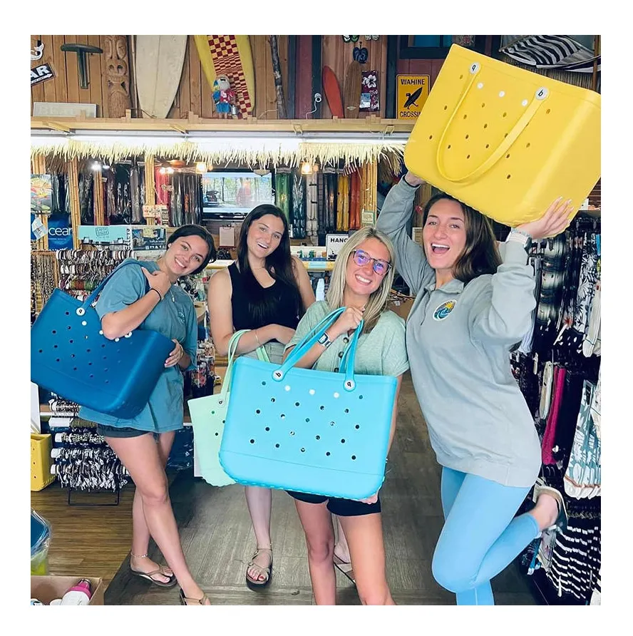Hot Sale Waterproof Ladies Printed EVA Bags Portable Shoulder Supermarket Shopping Travel Luxury Beach Bag Kids Bogg Bag