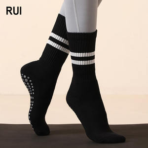 RUIQUWIN Spring <b>Women's</b> Cotton Striped Yoga Crew <b>Socks</b> Anti-slip Breathable High Elasticity Fitness Dance Pilates Seamless - Product Image 1