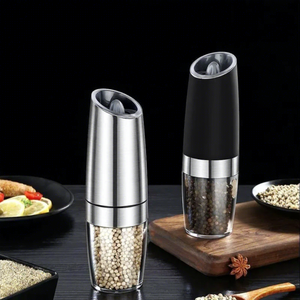 Gravity Induction Electric Pepper Grinder Set Stainless Steel Automatic Salt Mill Adjustable Coarseness Kitchen <strong>Spice</strong> Grinder - Product Image 4