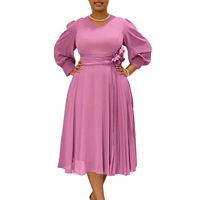 Robe midi en mousseline de soie taille plus, coupe évasée, couleur unie, tenue décontractée élégante pour le printemps, pour femmes