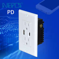 Tomacorriente de Pared USB Empotrado NEPCI con USB-A y USB-C XJY-USB-30-A-AC-PD con Carga Rápida PD