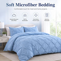 Ensemble de literie complet personnalisable pour adultes, bleu uni, plissé, lavé, élégant, pour la décoration de la maison et de la chambre