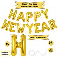 Ballons alphabet en feuille d'or noir pour le Nouvel An, auto-scellants, remplis d'hélium, pour compte à rebours du réveillon du Nouvel An, décoration murale pour la maison et les fêtes