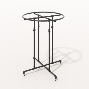 Sistema de estante de tubería de acero industrial portátil moderno con rodillos bastidores de ropa de boutique negros <span class=keywords><strong>para</strong></span> colgar ropa - Product Image 1