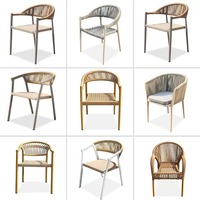 Ensemble table et chaises en rotin de style nordique pour cour, villa, hôtel, café, restaurant, balcon, modèle E5