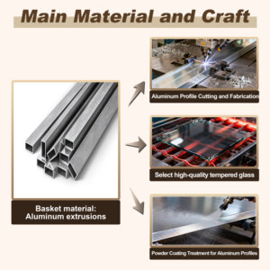 Meccanismo di Sollevamento per Armadi da Cucina Multifunzione Moderno con Telaio in Alluminio Regolabile, Scaffale Pieghevole in Vetro con Cestello Estraibile - Product Image 3