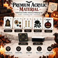 Jeu de Mahjong Gothique Américain d'Halloween, 160 Pions en Acrylique Double Couche, Ensemble de Jeu de Collection Effrayant, Stock Américain en Gros