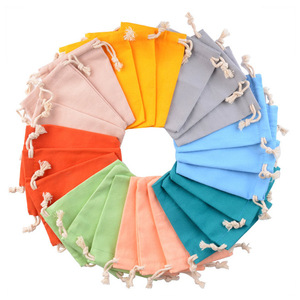 Sacchetto con Logo personalizzato riutilizzabile regalo colorato promozionale di vendita calda in mussola di cotone organico sacchetti per la polvere di tela con spago - Product Image 3