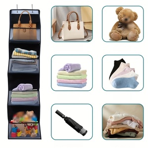 Organisateur de rangement suspendu multi-couches en maille pour vêtements, multi-usages, pour porte de placard, organisateur mural en tissu pour la maison - Product Image 4