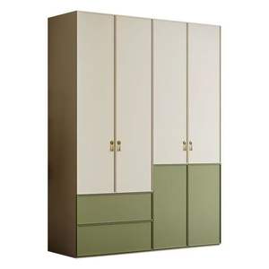 Armario de Estilo Francés de Lujo Ligero Color Crema con Panel Verde, Puerta Abatible de Piso a Techo, Mueble de Almacenamiento para Dormitorio de Uso Doméstico - Product Image 5