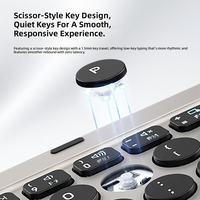 Keyboard Nirkabel Anti-Ghosting 64-Tombol Lipat Tipis dengan Kulit PU, USB Type-C, Tanpa Lampu Latar untuk iPad Mini Tablet