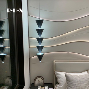 RHX Modern Cone Pendant Light Black LED E27 Switch Control For Bedroom Living Room <b>Decorative</b> <b>Lighting</b> Fixture - Product Image 2