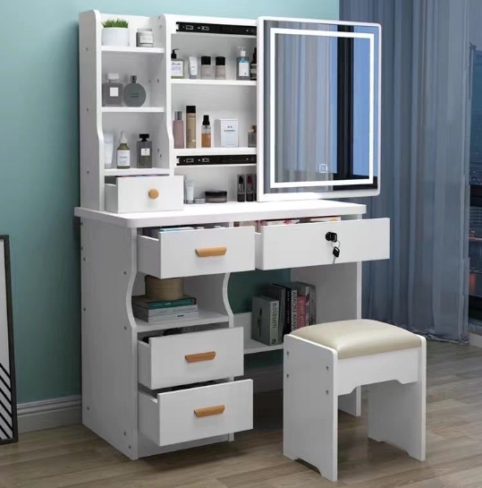 Multifunctional Dressing Table with Charger Cream
