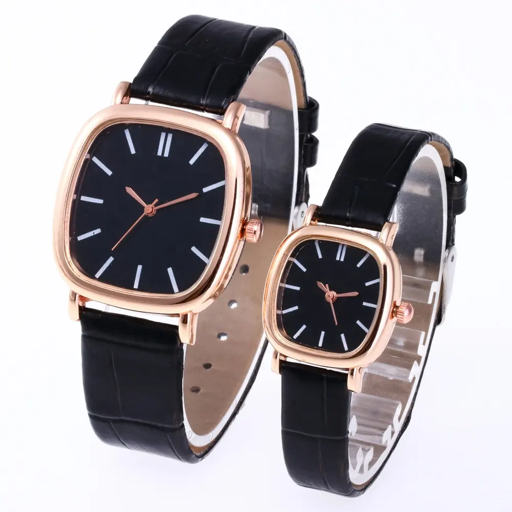 LW263 Square Dial Casual Leder Paar Uhr Quarz Handuhr für Teenager reloj para mujer