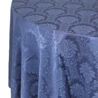 Nappe de mariage jacquard 100 % polyester bleu marine personnalisable pour fêtes et événements avec échantillons disponibles