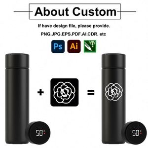 Bouteille d'eau intelligente personnalisée en acier inoxydable isolé avec affichage de la température LED, thermos sous vide - Product Image 2
