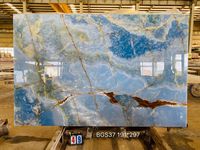 Dalle en onyx bleu YDSTONE, taille 4 pieds sur 8 pieds, marbre translucide, fond de mur rétroéclairé, panneau mural en onyx bleu