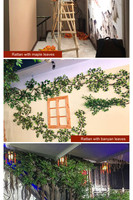 Vente en gros de décoration artificielle : Branche de lierre fleuri, tronc, plantes suspendues modernes, arbres décoratifs en bois pour mariage, suspensions murales 500g