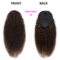 Perruque en Cheveux Humains Brésiliens Remy Grade 10A Afro Crépu Bouclé avec Queue de Cheval à Cordon, Extensions de Haute Qualité