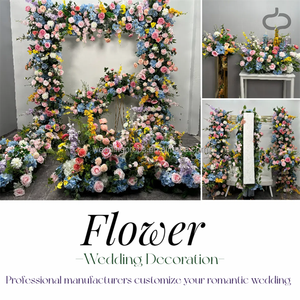 Arche de mariage OEM ODM rose, bleue, orange avec chemin de fleurs artificielles vertes pour arche métallique carrée - Product Image 2