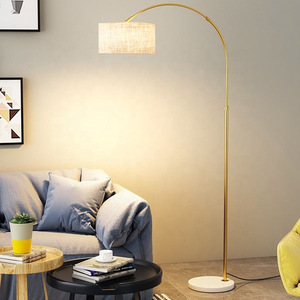 Lampe sur pied moderne pour la décoration de la <span class=keywords><strong>maison</strong></span>, réglable, base E27, en tissu et en fer, lampe sur pied LED en arc pour le salon - Product Image 3