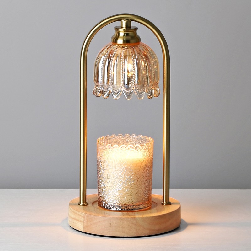 Flower Amber Glass Electric Candle Warmer Lamp for Jars