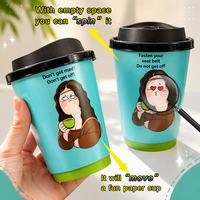 Gobelet en papier double couche rotatif, laminé, résistant à l'humidité, imprimé sur mesure, avec couvercle, pour l'emballage de boissons, café, thé