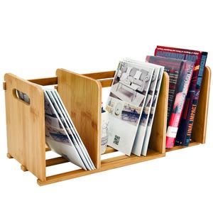 Bamboo Desktop Shelf Adjustable Countertop Bookcase Office Supplies Adjustable Desk Storage Organizer Accessories Display Rack