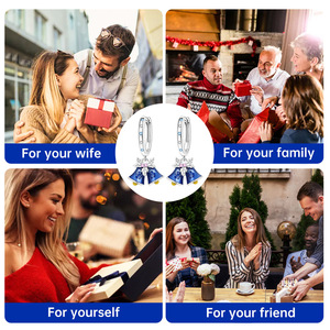 ต่างหูห่วงสีขาวทองแดงประดับระฆังสีน้ำเงิน ขายส่ง ต่างหูห่วงดีไซน์เฉพาะระดับไฮเอนด์สำหรับผู้หญิง - Product Image 3