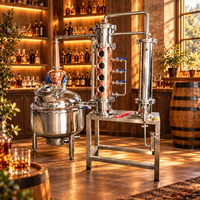 200L TOWIN Équipement de distillation d'huiles essentielles en acier inoxydable, avec logo personnalisé, en cuivre rouge artisanal, pour usage domestique, et colonne de visualisation en verre