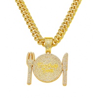 YJ10-6927 Collier pendentif couteau-fourchette en alliage de zinc pour homme, style hip-hop, personnalisé, nouveauté