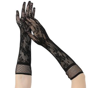 Guanti da Glitter da Opera anni '80 con manica a rete nera nuda - Product Image 2