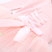 Robe de tutu de ballet pour filles, justaucorps à manches longues avec jupe en tulle à sequins étoiles, nœud au dos, pour performance scénique et entraînement, en spandex